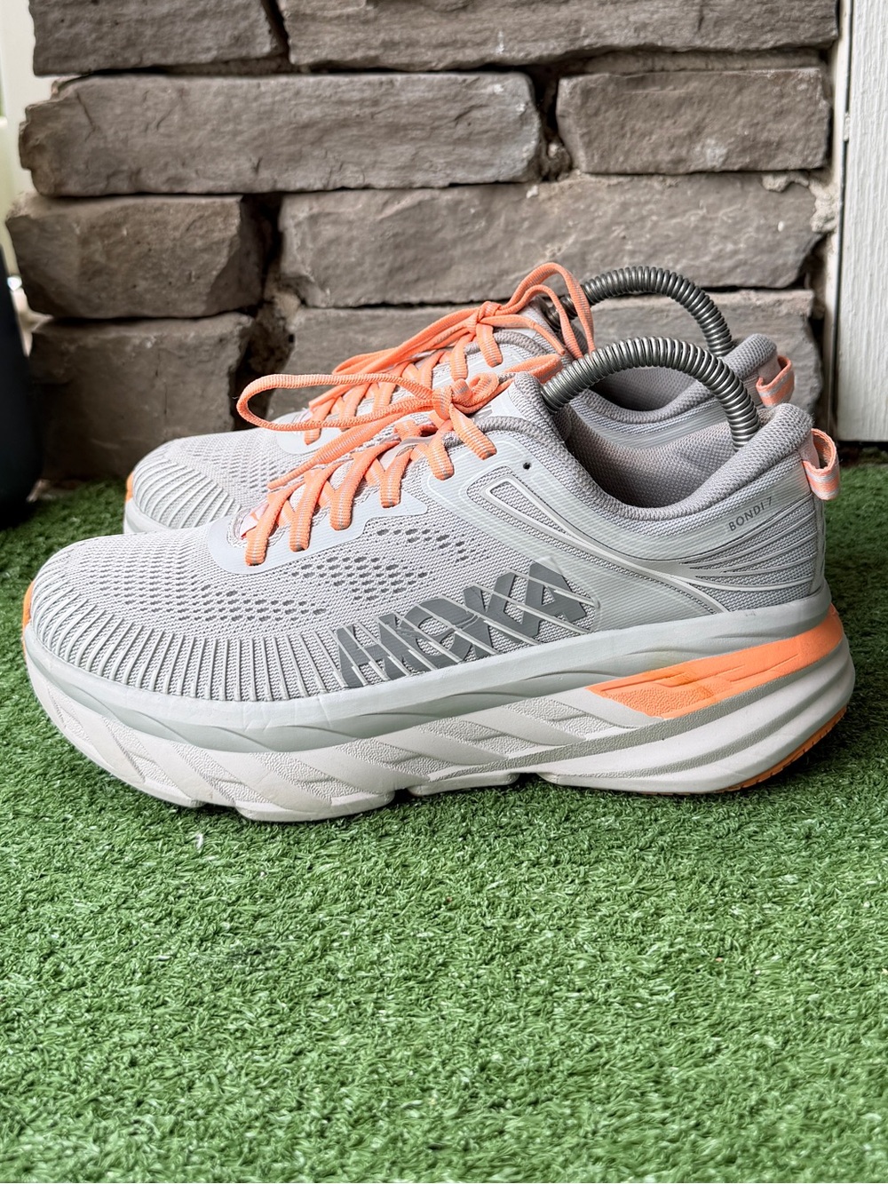 Hoka One One Bondi 7 Gray Womens Running Sneakers